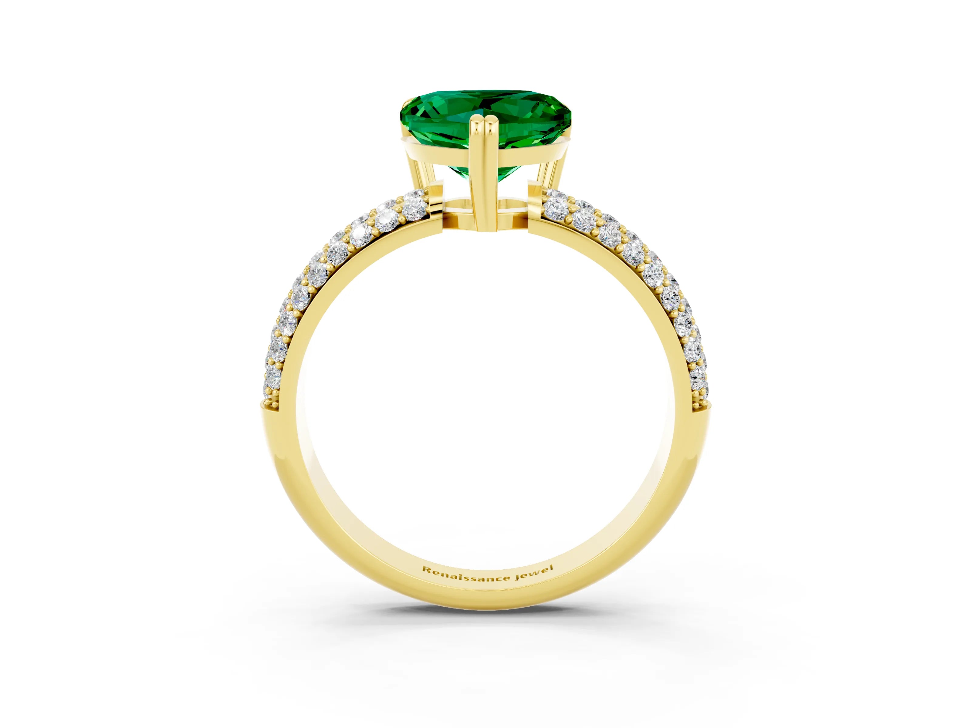 Yellow gold Heart Cut Cut Diamond Milgrain Marquise Band with Prong Setting_3