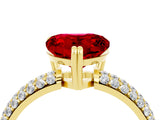 Yellow gold Heart Cut Cut Diamond Milgrain Marquise Band with Prong Setting_4