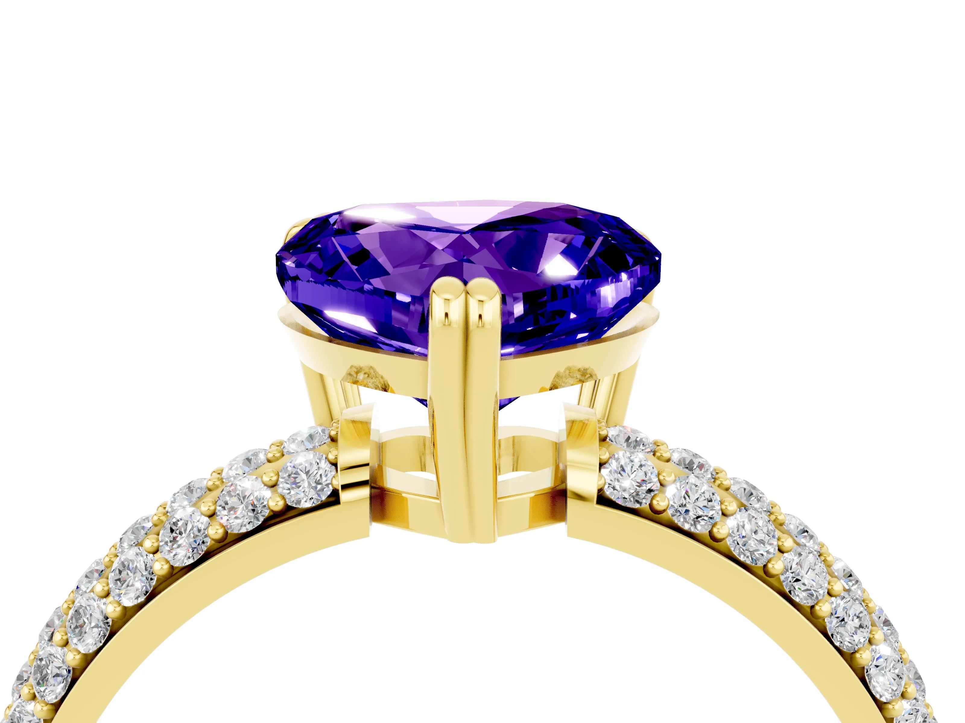 Yellow gold Heart Cut Cut Diamond Milgrain Marquise Band with Prong Setting_4
