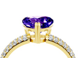 Yellow gold Heart Cut Cut Diamond Milgrain Marquise Band with Prong Setting_4