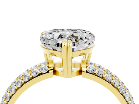 Yellow gold Heart Cut Cut Diamond Milgrain Marquise Band with Prong Setting_4