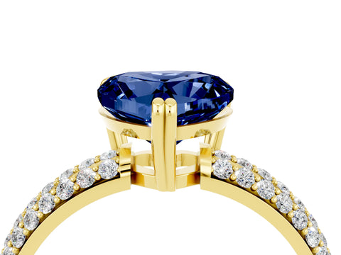 Yellow gold Heart Cut Cut Diamond Milgrain Marquise Band with Prong Setting_4