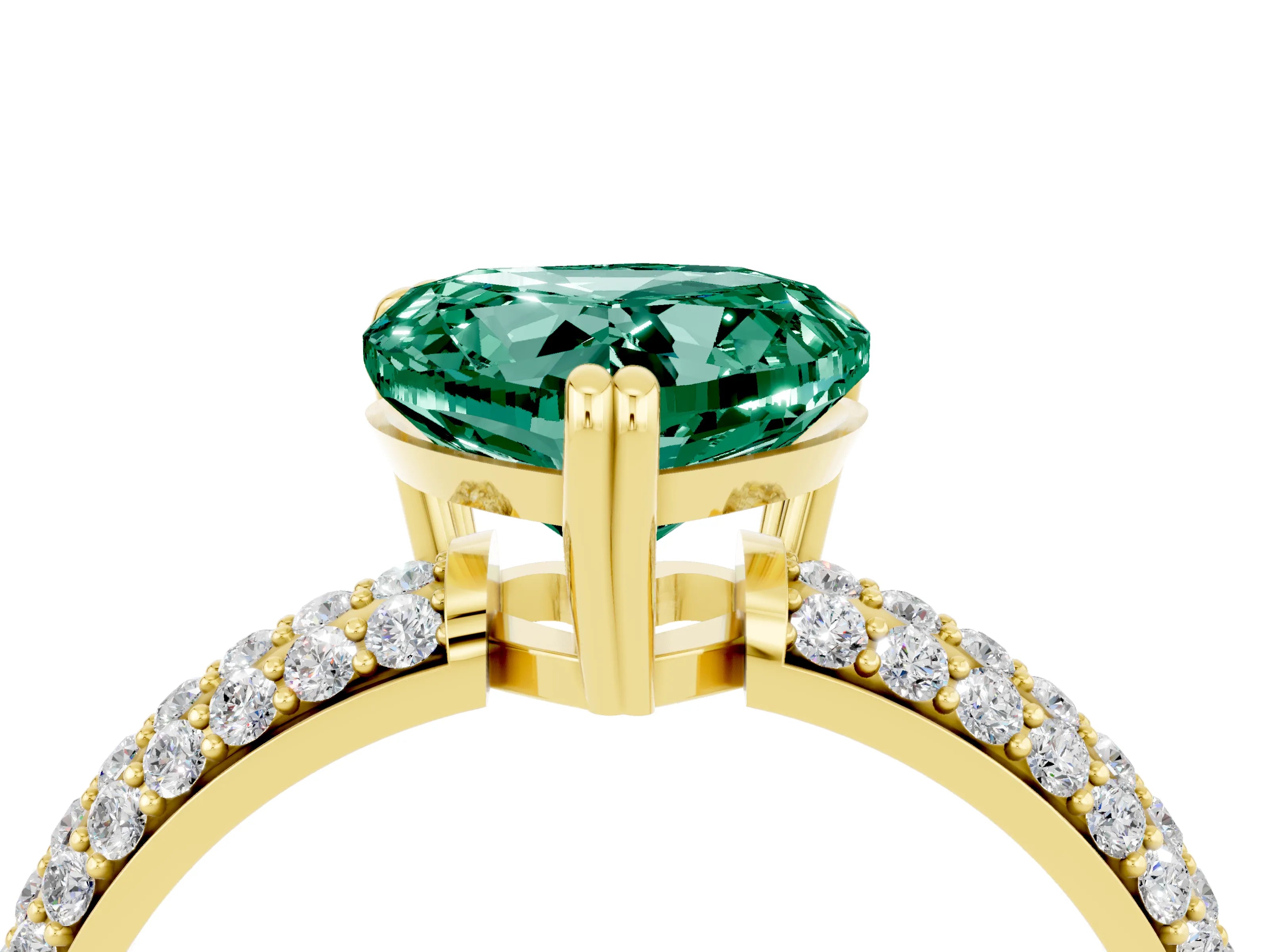 Yellow gold Heart Cut Cut Diamond Milgrain Marquise Band with Prong Setting_4