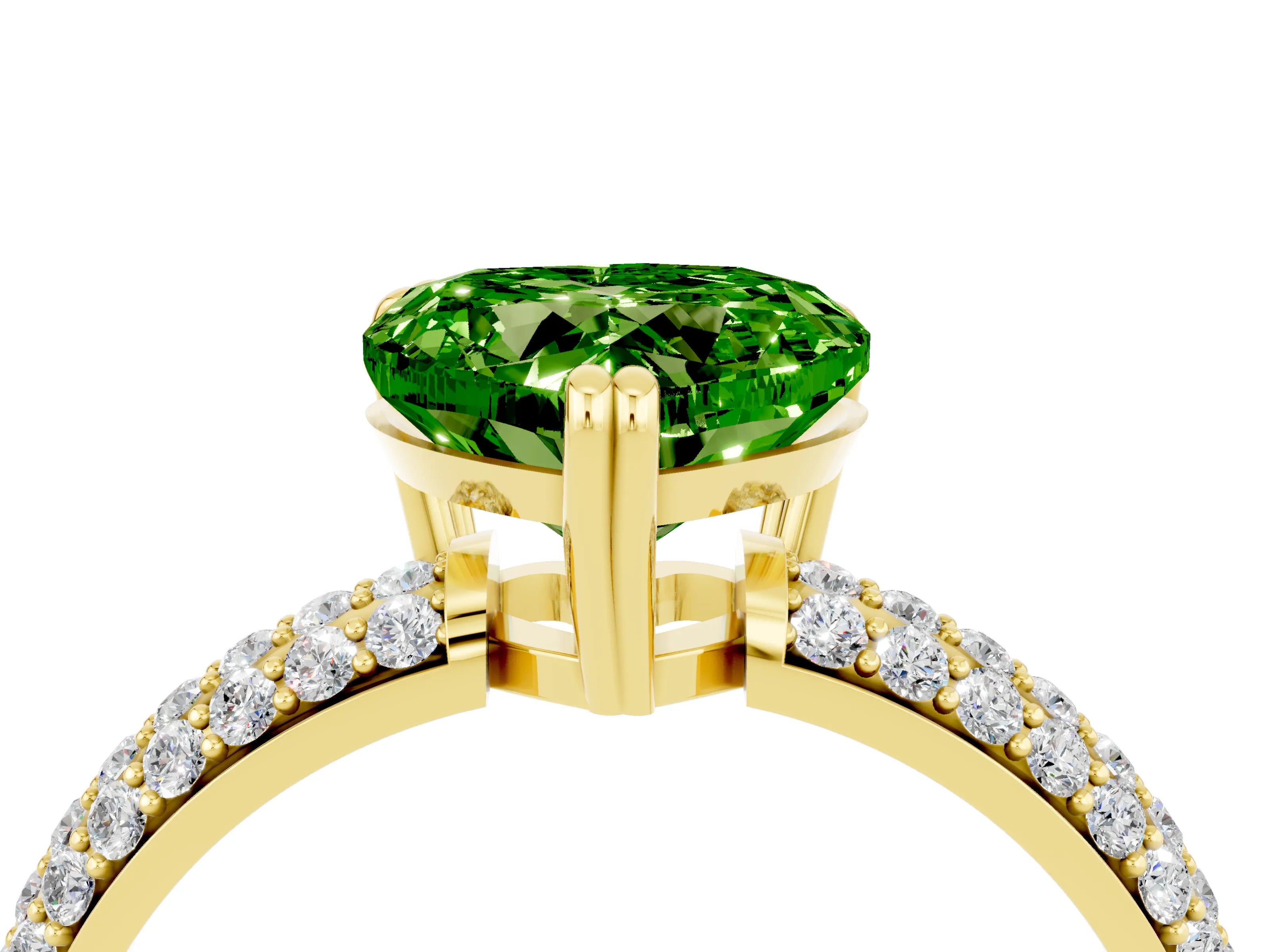 Yellow gold Heart Cut Cut Diamond Milgrain Marquise Band with Prong Setting_4