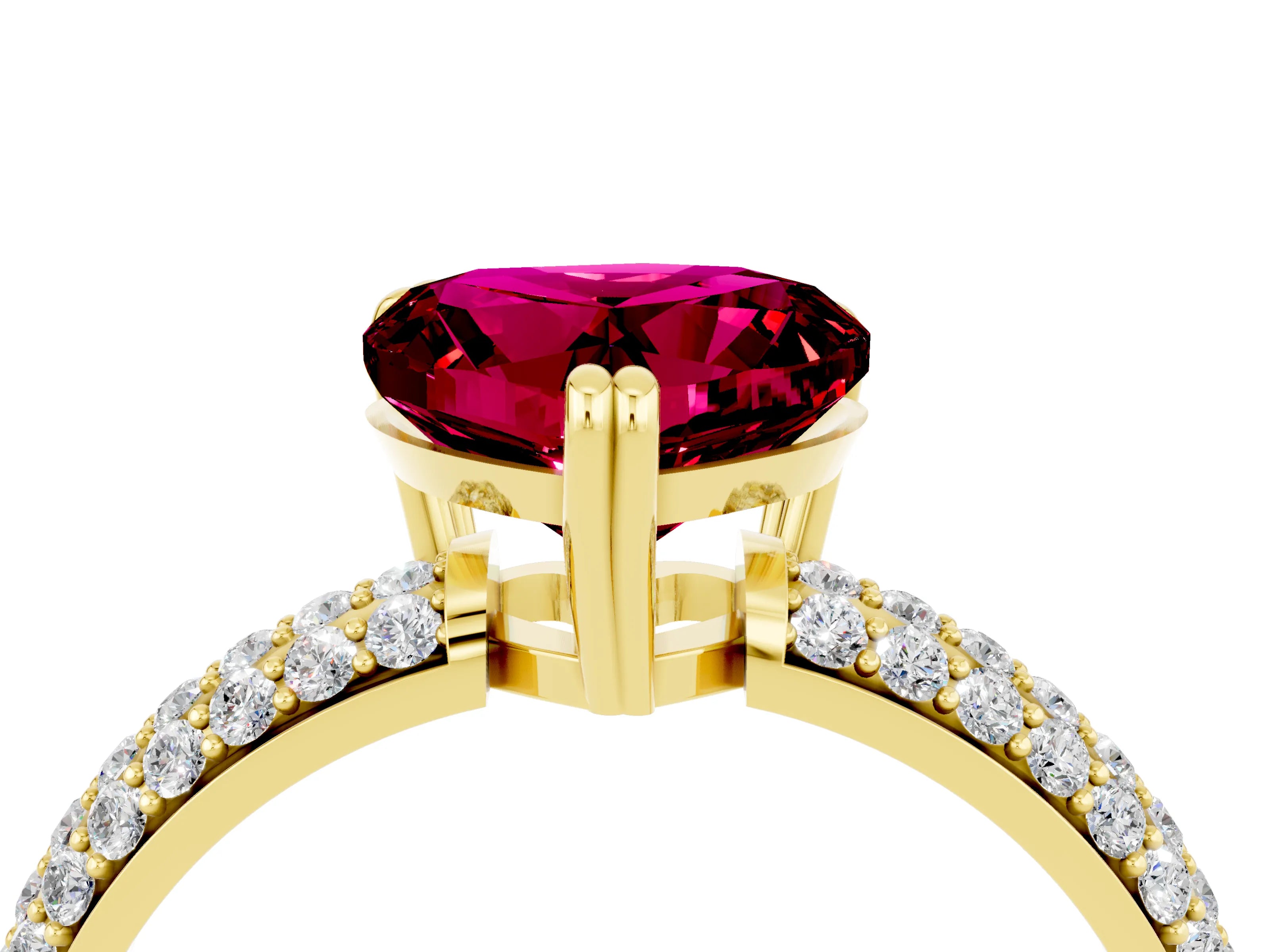 Yellow gold Heart Cut Cut Diamond Milgrain Marquise Band with Prong Setting_4