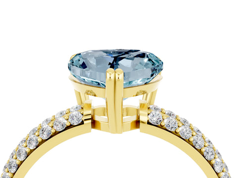Yellow gold Heart Cut Cut Diamond Milgrain Marquise Band with Prong Setting_4
