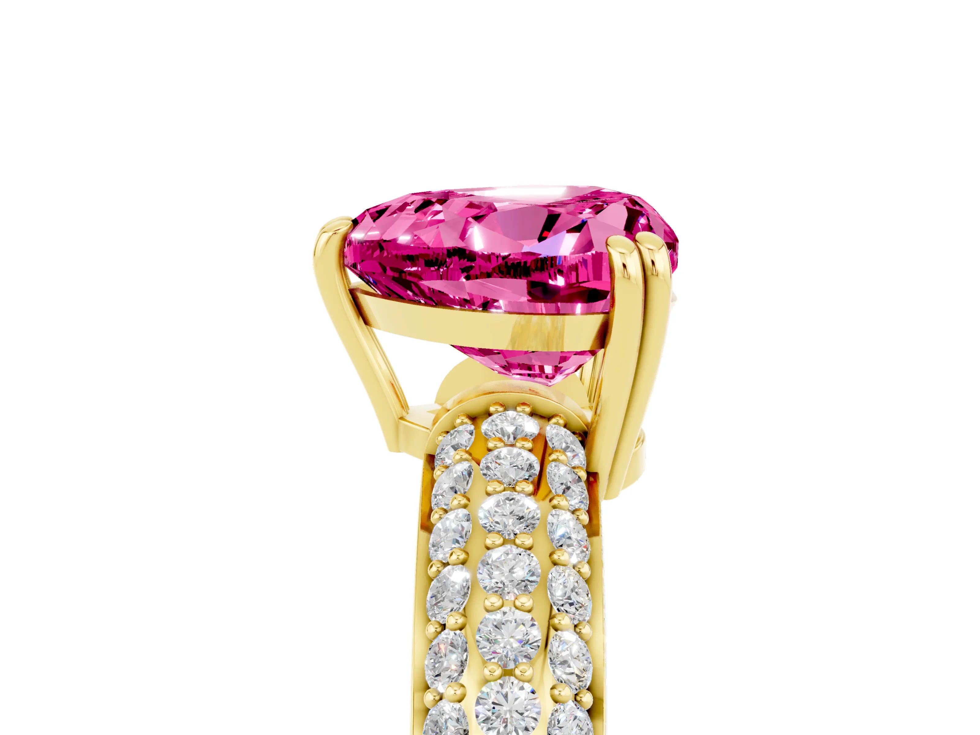 Yellow gold Heart Cut Cut Diamond Milgrain Marquise Band with Prong Setting_5