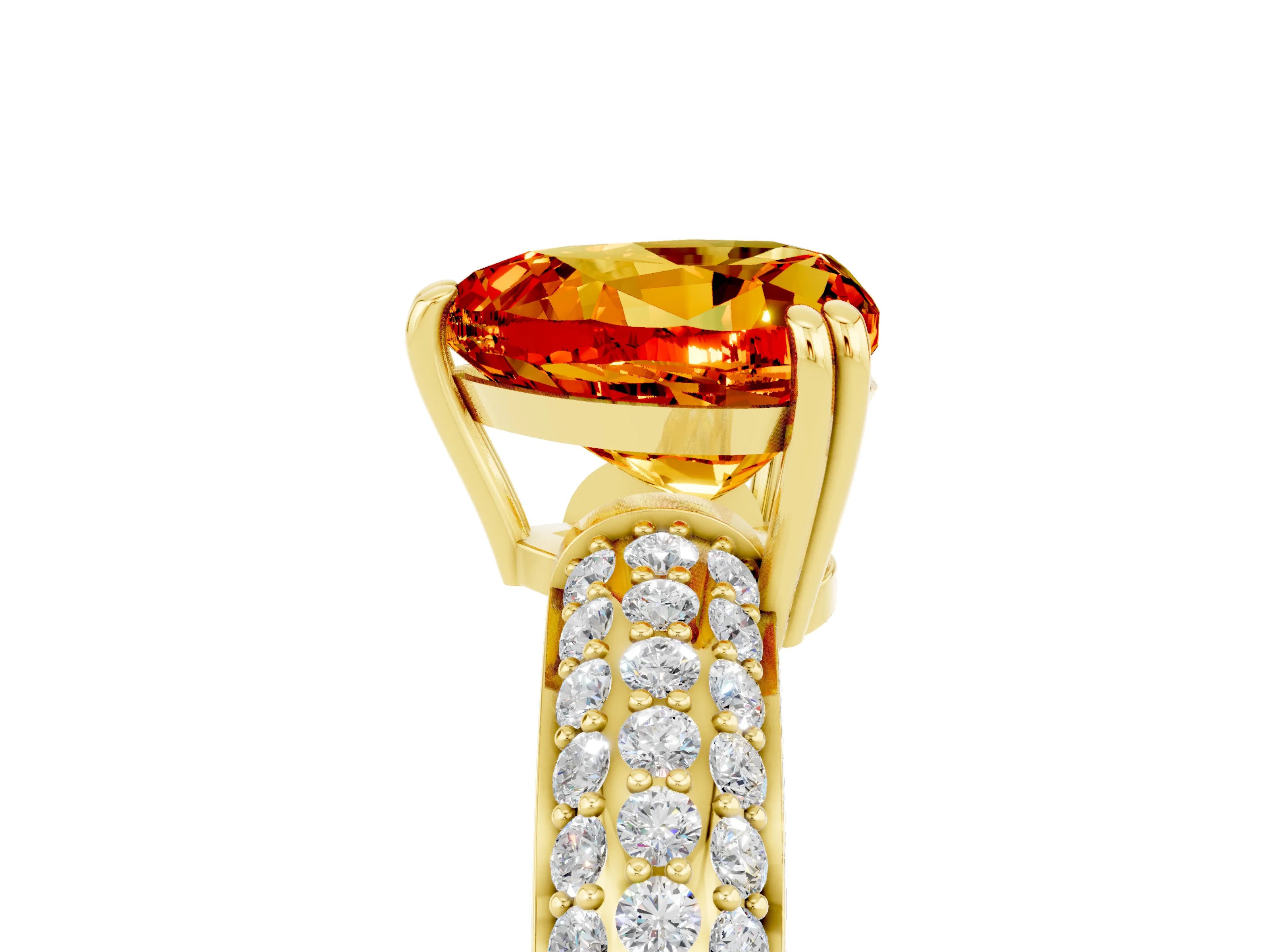 Yellow gold Heart Cut Cut Diamond Milgrain Marquise Band with Prong Setting_5