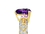 Yellow gold Heart Cut Cut Diamond Milgrain Marquise Band with Prong Setting_5