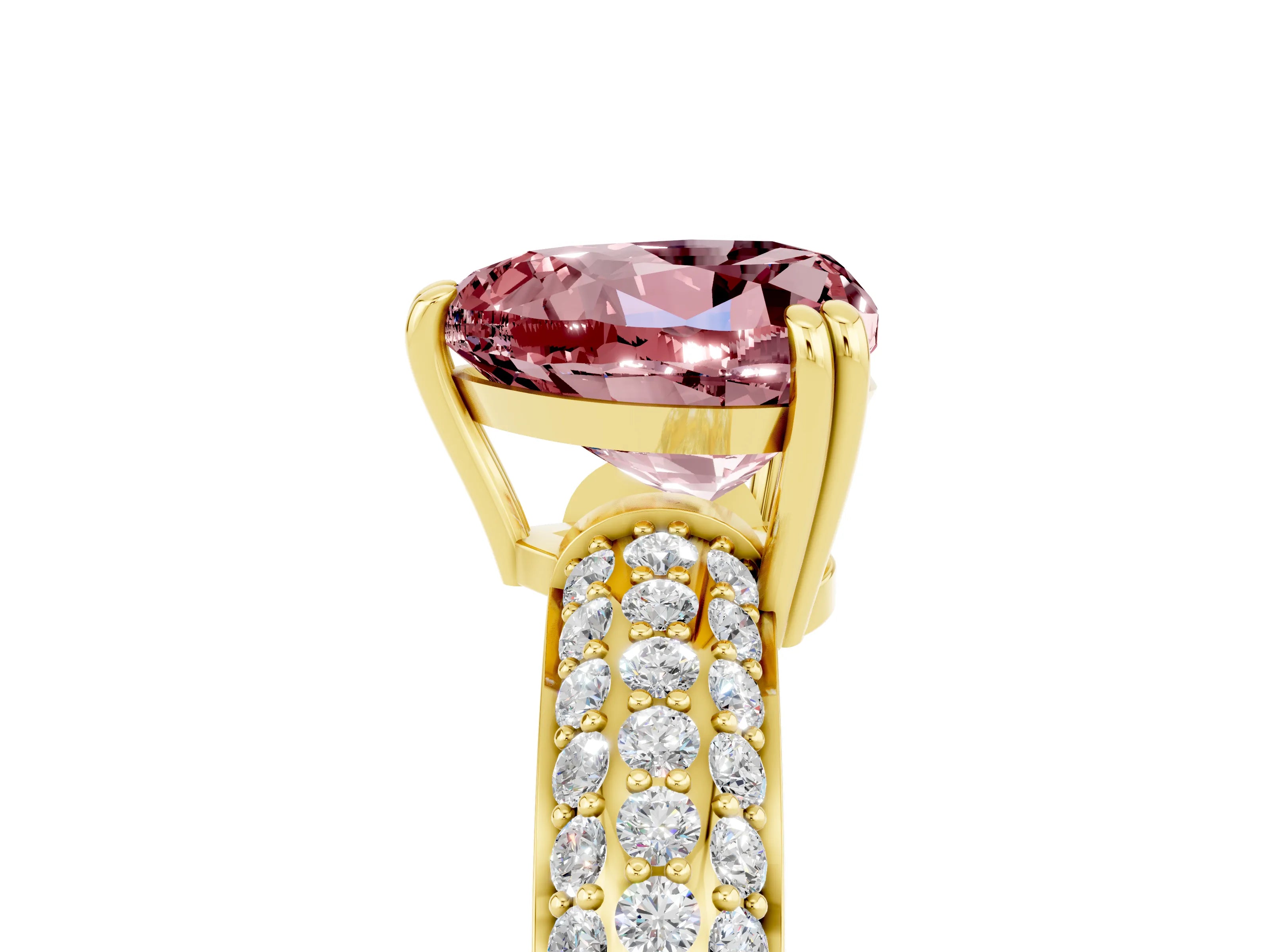 Yellow gold Heart Cut Cut Diamond Milgrain Marquise Band with Prong Setting_5