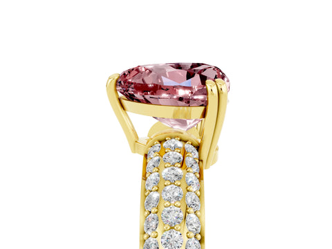 Yellow gold Heart Cut Cut Diamond Milgrain Marquise Band with Prong Setting_5