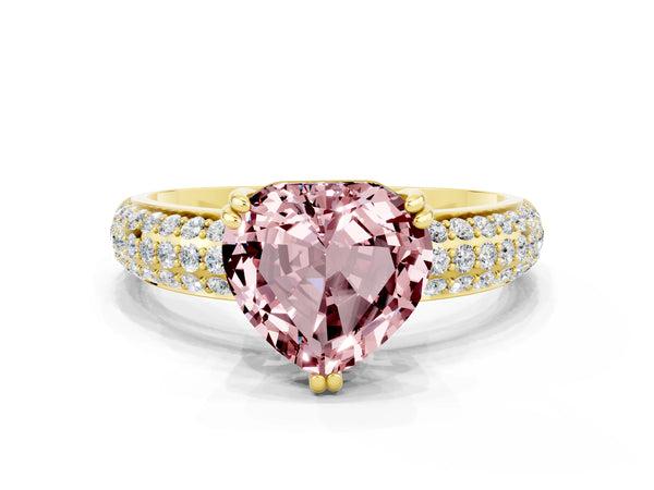 Yellow gold Heart Cut Cut Diamond Milgrain Marquise Band with Prong Setting