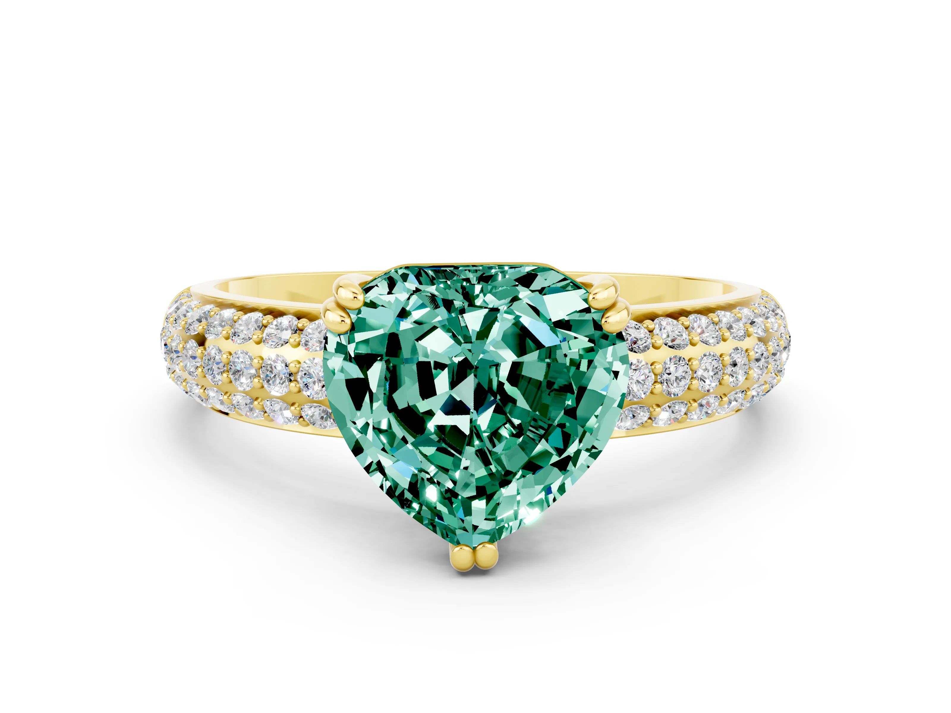 Yellow gold Heart Cut Cut Diamond Milgrain Marquise Band with Prong Setting