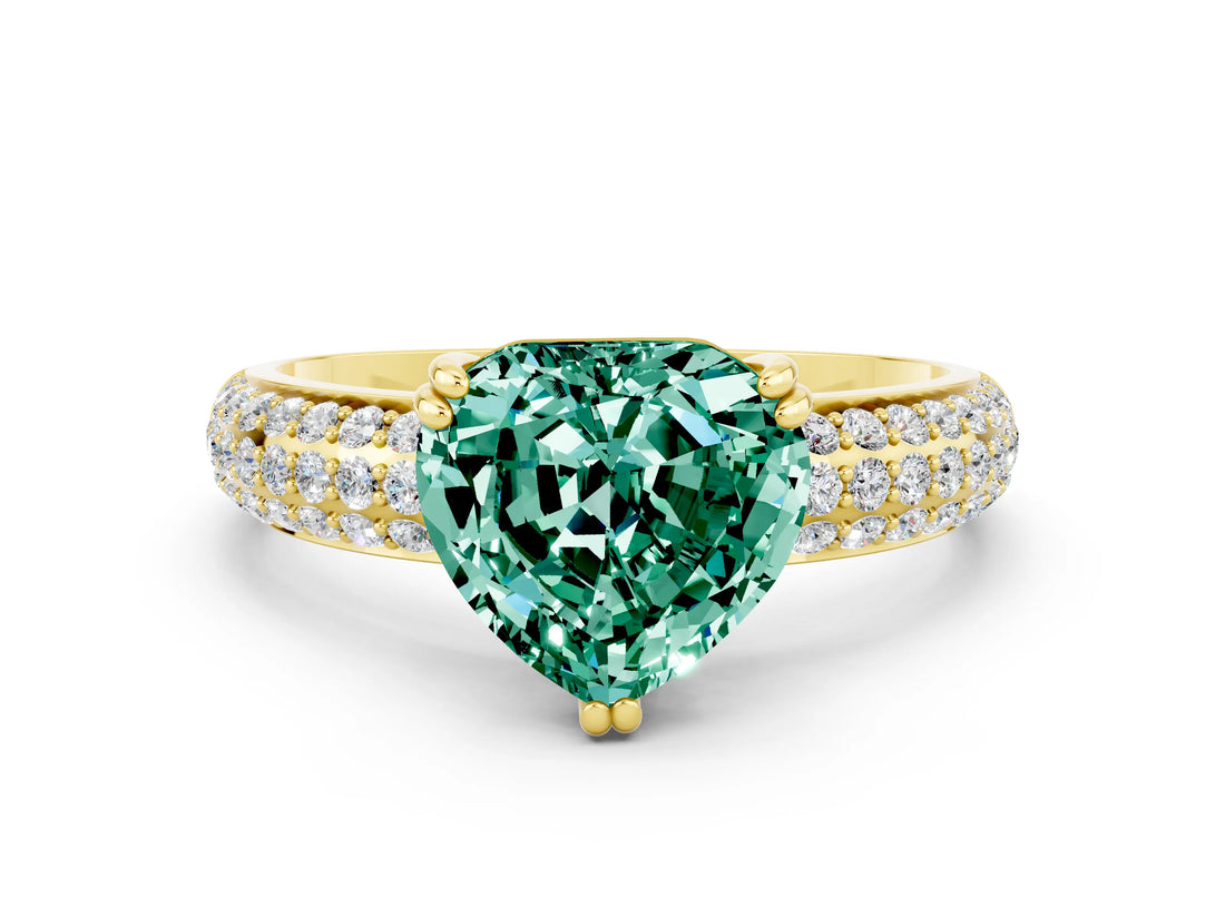 Yellow gold Heart Cut Cut Diamond Milgrain Marquise Band with Prong Setting