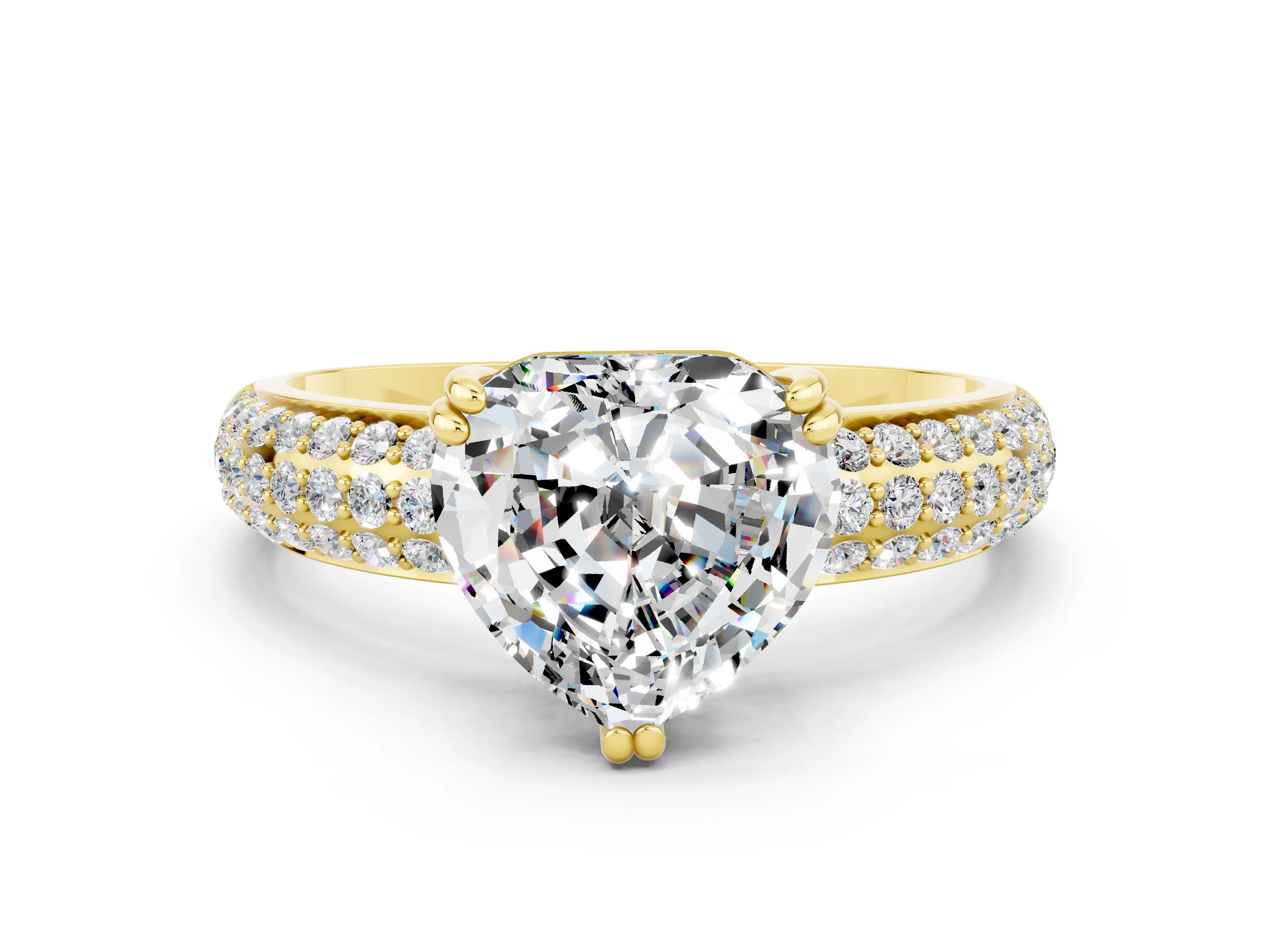 Yellow gold Heart Cut Cut Diamond Milgrain Marquise Band with Prong Setting