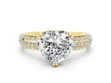 Yellow gold Heart Cut Cut Diamond Milgrain Marquise Band with Prong Setting