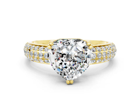 Yellow gold Heart Cut Cut Diamond Milgrain Marquise Band with Prong Setting