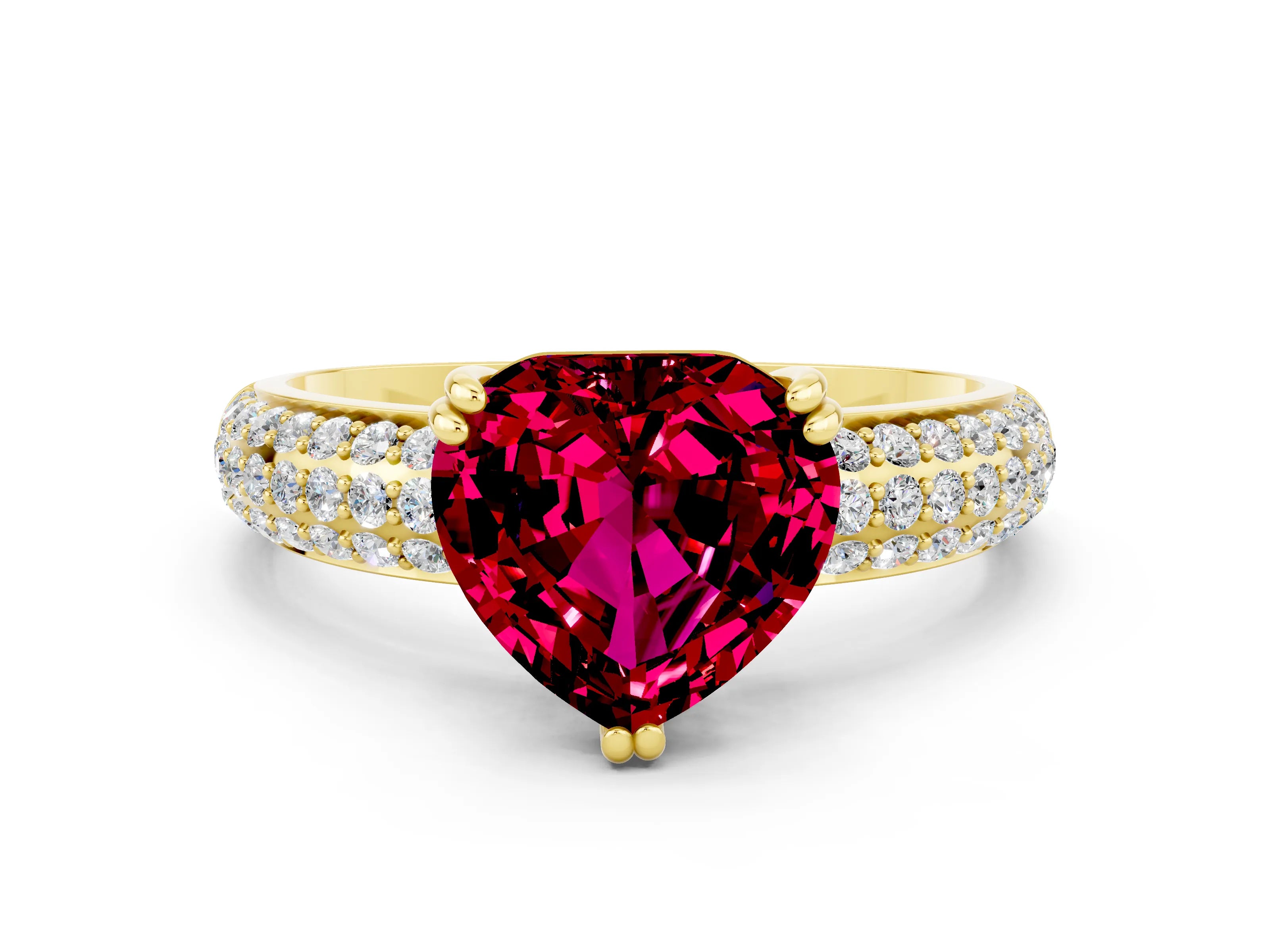 Yellow gold Heart Cut Cut Diamond Milgrain Marquise Band with Prong Setting