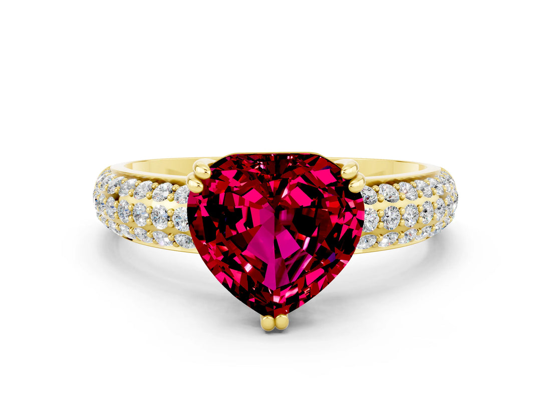 Yellow gold Heart Cut Cut Diamond Milgrain Marquise Band with Prong Setting