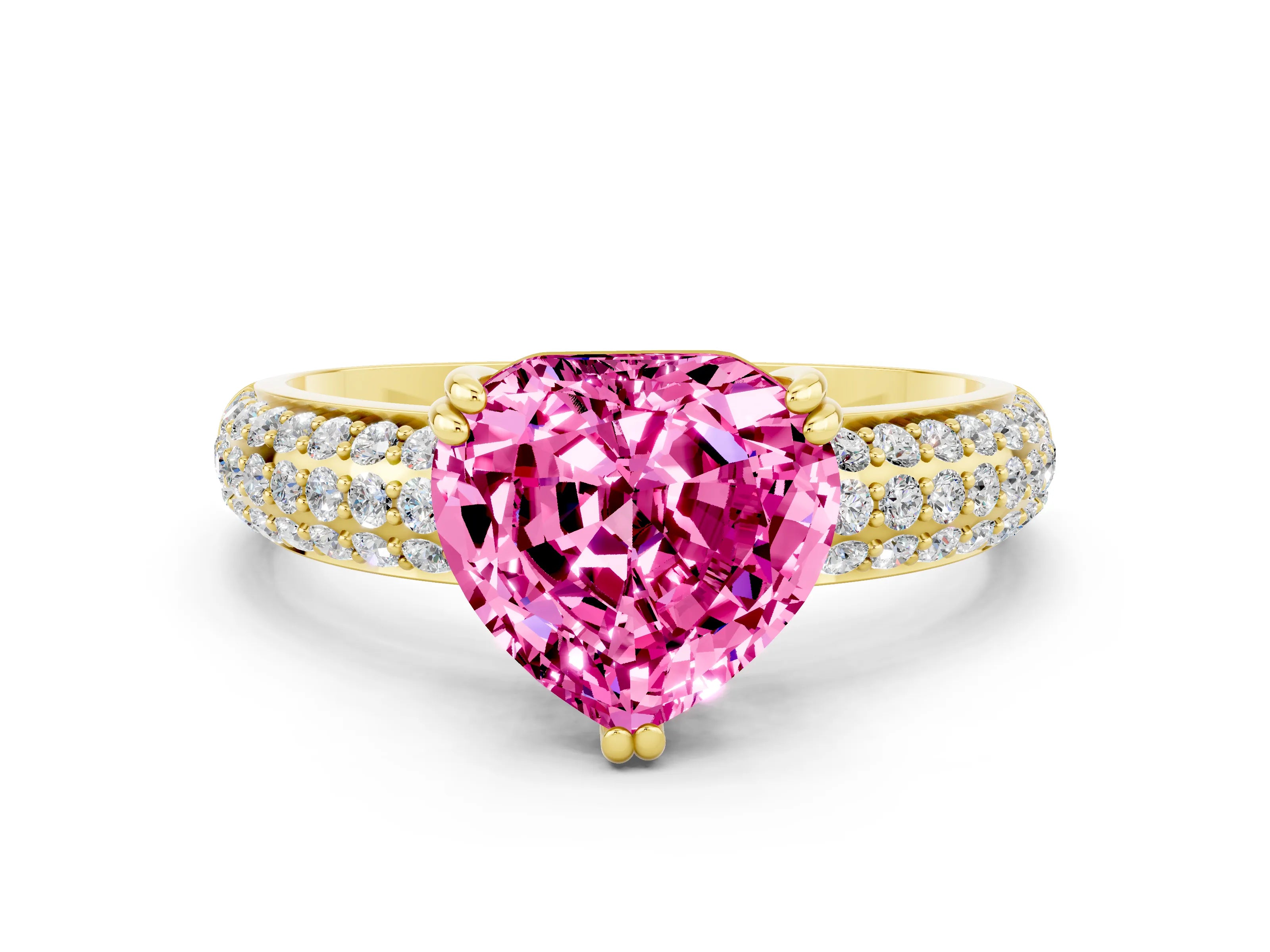 Yellow gold Heart Cut Cut Diamond Milgrain Marquise Band with Prong Setting