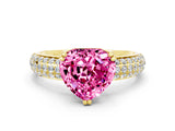 Yellow gold Heart Cut Cut Diamond Milgrain Marquise Band with Prong Setting