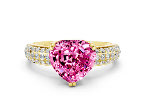 Yellow gold Heart Cut Cut Diamond Milgrain Marquise Band with Prong Setting