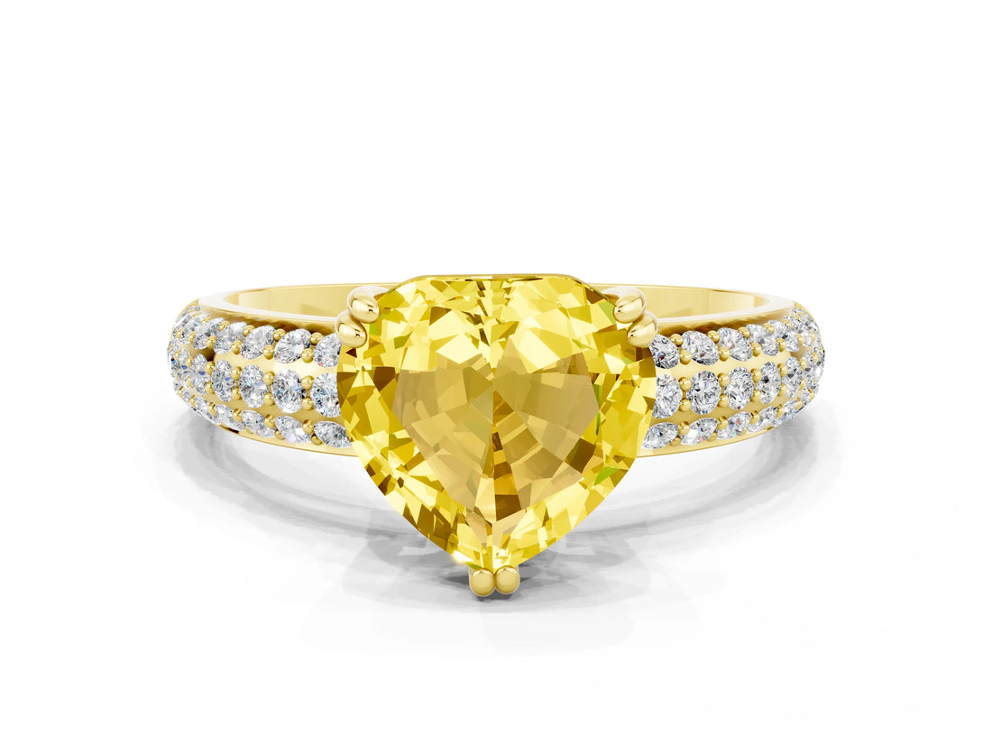 Yellow gold Heart Cut Cut Diamond Milgrain Marquise Band with Prong Setting