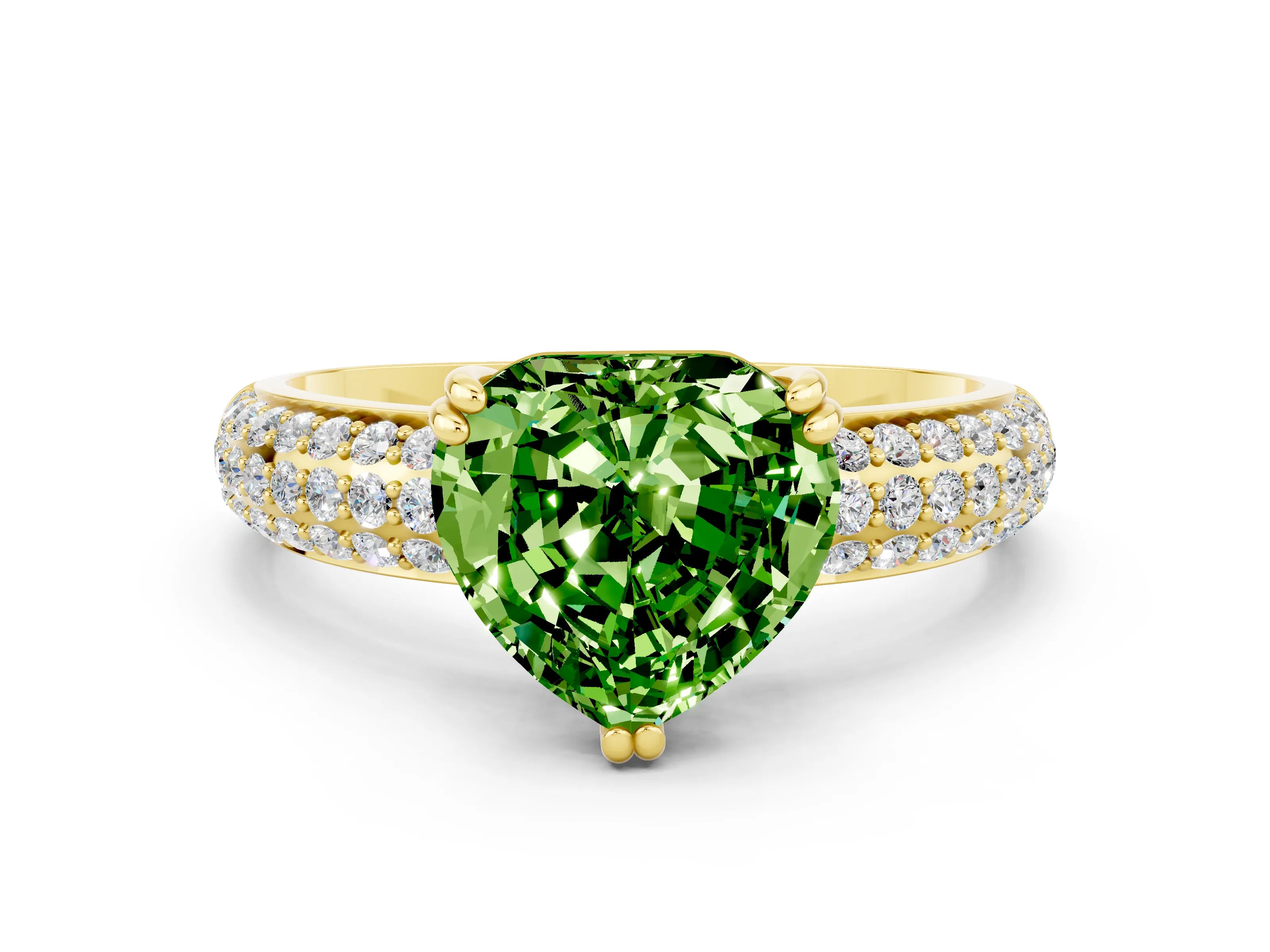 Yellow gold Heart Cut Cut Diamond Milgrain Marquise Band with Prong Setting