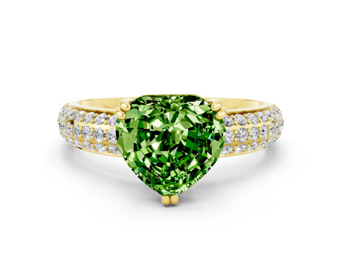 Yellow gold Heart Cut Cut Diamond Milgrain Marquise Band with Prong Setting