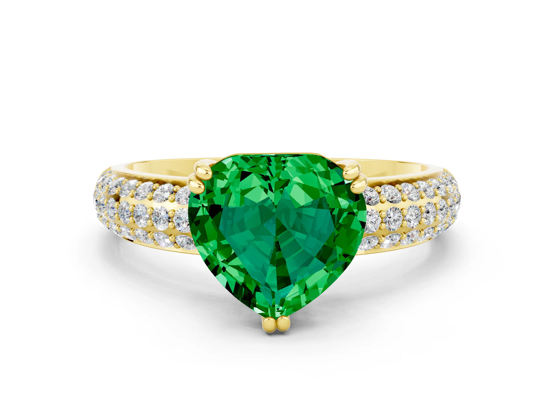 Yellow gold Heart Cut Cut Diamond Milgrain Marquise Band with Prong Setting