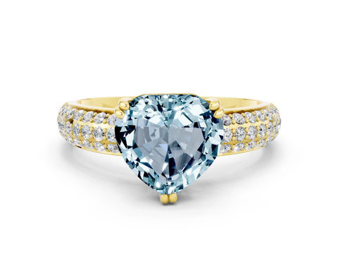 Yellow gold Heart Cut Cut Diamond Milgrain Marquise Band with Prong Setting