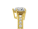 Yellow gold Heart Cut Cut Diamond Milgrain Pave Band Four-Prong Setting Ring_8
