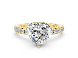 Yellow gold Heart Cut Cut Diamond Pavé Band with Four-Prong Setting