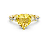 Yellow gold Heart Cut Cut Diamond Pavé Band with Four-Prong Setting
