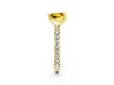 Yellow gold Heart Cut Cut Diamond Pavé Band with Four-Prong Setting_2