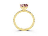 Yellow gold Heart Cut Cut Diamond Pavé Band with Four-Prong Setting_3