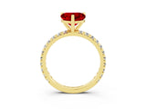 Yellow gold Heart Cut Cut Diamond Pavé Band with Four-Prong Setting_3