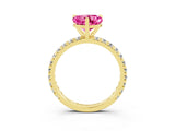 Yellow gold Heart Cut Cut Diamond Pavé Band with Four-Prong Setting_3
