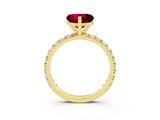 Yellow gold Heart Cut Cut Diamond Pavé Band with Four-Prong Setting_3
