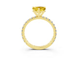 Yellow gold Heart Cut Cut Diamond Pavé Band with Four-Prong Setting_3