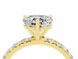 Yellow gold Heart Cut Cut Diamond Pavé Band with Four-Prong Setting_4