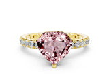 Yellow gold Heart Cut Cut Diamond Pavé Band with Four-Prong Setting