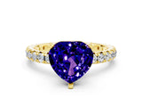 Yellow gold Heart Cut Cut Diamond Pavé Band with Four-Prong Setting