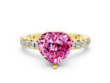 Yellow gold Heart Cut Cut Diamond Pavé Band with Four-Prong Setting