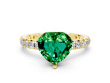 Yellow gold Heart Cut Cut Diamond Pavé Band with Four-Prong Setting