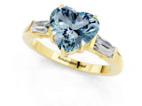 Yellow gold Heart Cut Cut Diamond Ring with Tapered Baguette Side Stones in Four-Prong Setting_1
