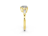 Yellow gold Heart Cut Cut Diamond Ring with Tapered Baguette Side Stones in Four-Prong Setting_2