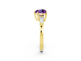 Yellow gold Heart Cut Cut Diamond Ring with Tapered Baguette Side Stones in Four-Prong Setting_2
