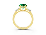 Yellow gold Heart Cut Cut Diamond Ring with Tapered Baguette Side Stones in Four-Prong Setting_3