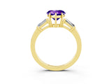 Yellow gold Heart Cut Cut Diamond Ring with Tapered Baguette Side Stones in Four-Prong Setting_3